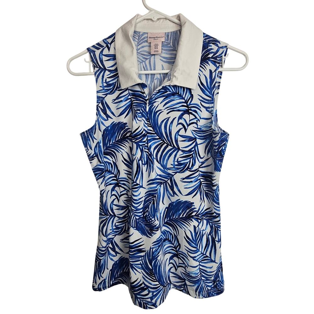Tommy Bahama Womens Floral Sleeveless Golf Polo Shirt M Stretch Athletic Active
